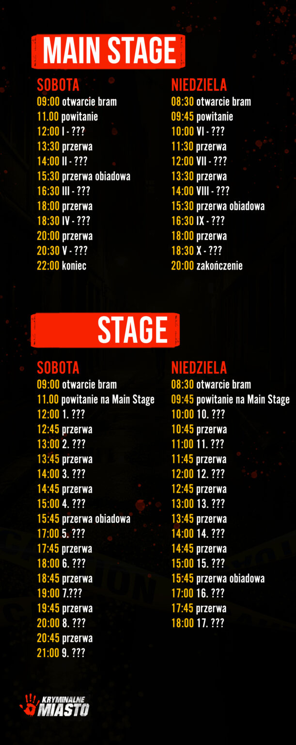 Harmonogram Kryminalne Miasto 2026